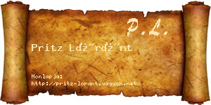 Pritz Lóránt névjegykártya